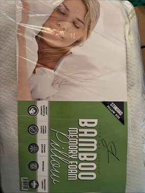 BAMBOO Memory Foam Pillow - White and Green Packaging